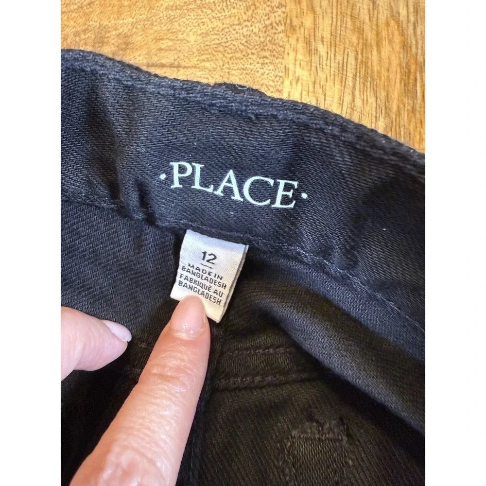 The Children's Place Girls 12 Black Rhinestone Denim Mini Skirt NWT Y2K